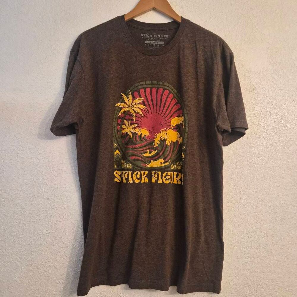 Stick Figure Graphic T-Shirt in Heathered Brown